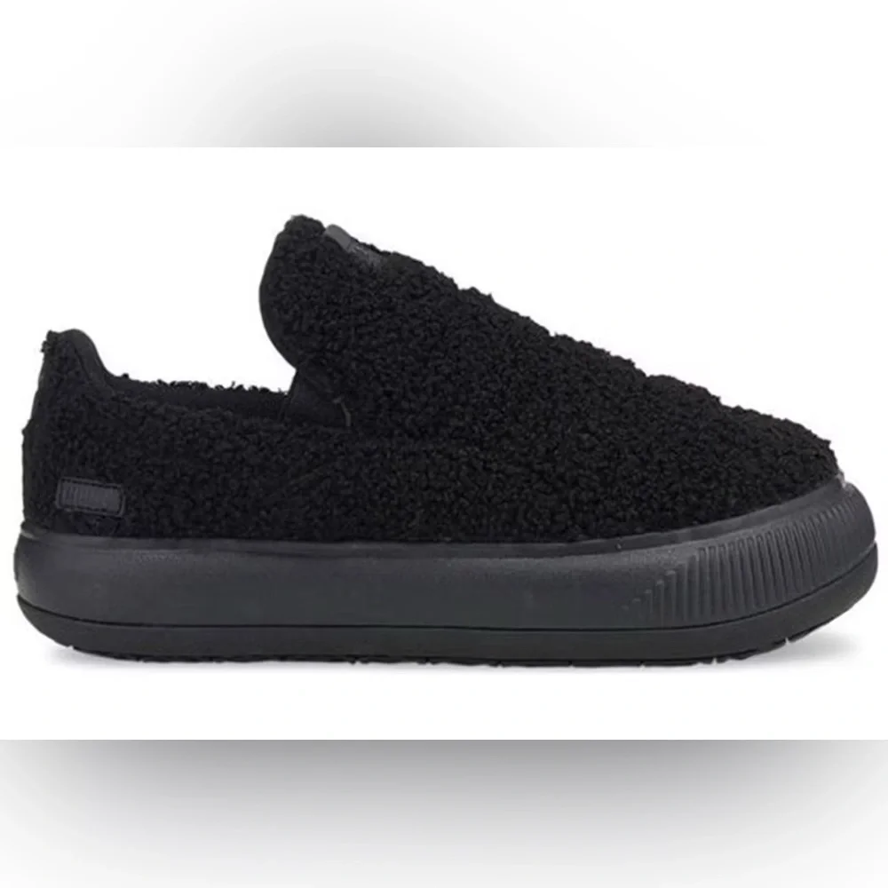 PUMA Womens Suede Mayu Slip-On Sneakers Shoes , Black, W/6.5
